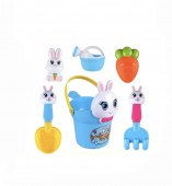 Set jucarii nisip 6 piese pentru copii, model Iepuras, albastru, 25 cm