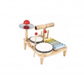 Set muzical copii 5 in 1, Tobe Xilofon, Chimbal Guiro, lemn, multicolor
