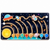  Sistemul solar Montessori, lemn, multicolor, 39 cm, 3 ani+