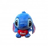Stitch de pluș cu inimioara, mesaj Love, cadou romantic Valentine’s Day, albastru/rosu, 95 cm
