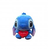 Stitch de pluș cu inimioara, mesaj Te iubesc, cadou romantic Valentine’s Day, albastru/rosu, 60 cm