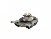 Tanc militar metalic, merge, scoate fum, sunete, lumini, verde, 24.5 cm