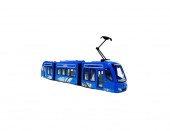 Tramvai electric pentru copii, cu sunete si lumini, MASHASHOP, albastru, 42 cm