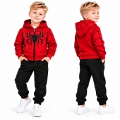 Trening copii cu hanorac cu glugă și pantaloni, model Spiderman, roșu/negru, 5 ani - 12 ani