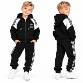 Trening copii pentru școală, 2 piese, hanorac si pantaloni, negru/alb, 5 ani - 12 ani