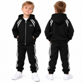 Trening copii pentru școală, model Sport, 2 piese, hanorac si pantaloni, negru, 5 ani - 12 ani
