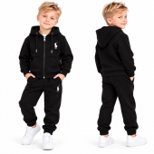 Trening copii pentru școală, set 2 piese, hanorac cu fermoar și glugă si pantaloni, negru, 5 ani - 12 ani