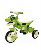 Tricicleta copii Dinozaur, 3 roti cu pedale si cos depozitare, verde, 2 ani - 4 ani