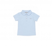 Tricou Polo Clasic pentru fete, bumbac, bleu, 5 ani - 14 ani