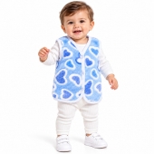 Vestă baby Cocolino pentru copii, model cu dungi, moale și călduroasă, blue/alb, 0 luni - 36 luni