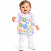 Vestă baby Cocolino pentru copii, model cu floricele, moale și călduroasă, multicolor, 0 luni - 36 luni