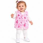 Vestă baby Cocolino pentru copii, model cu inimioare, moale și călduroasă, roz/alb, 0 luni - 36 luni